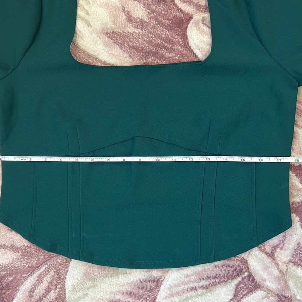 Abercrombie & Fitch Women’s Long Sleeve Crepe Teal Corset Top - Picture 7 of 10